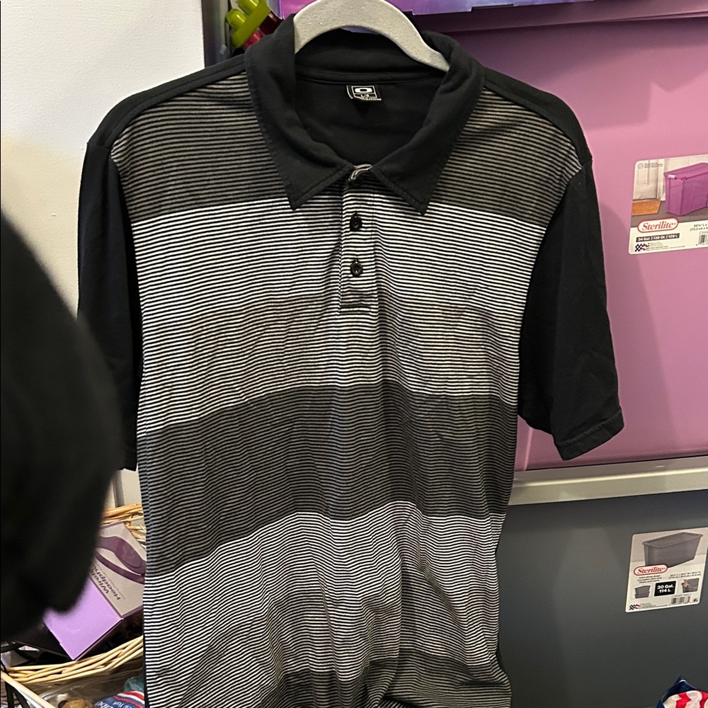 Oakley Black and Gray Men's Polo Shirt